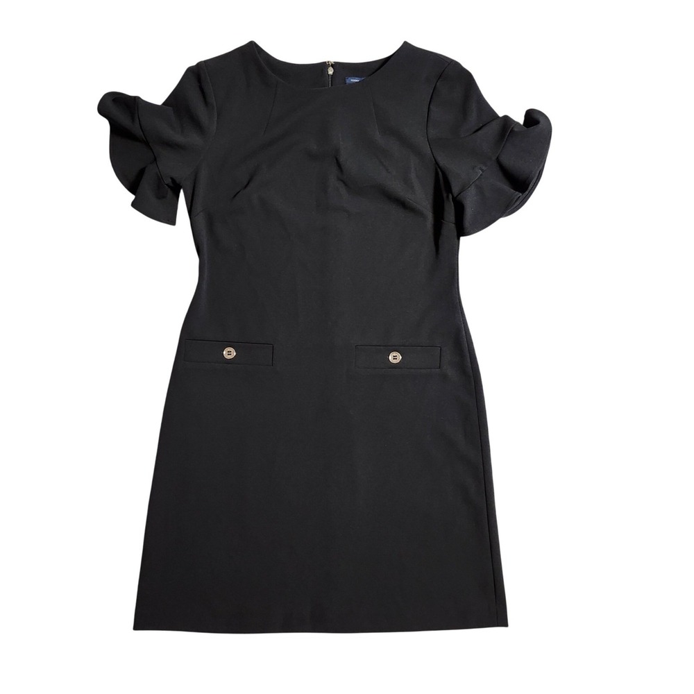 Tommy Hilfiger Black Ruffle Sleeve Sheath Dress A8SC1R93 Size 8